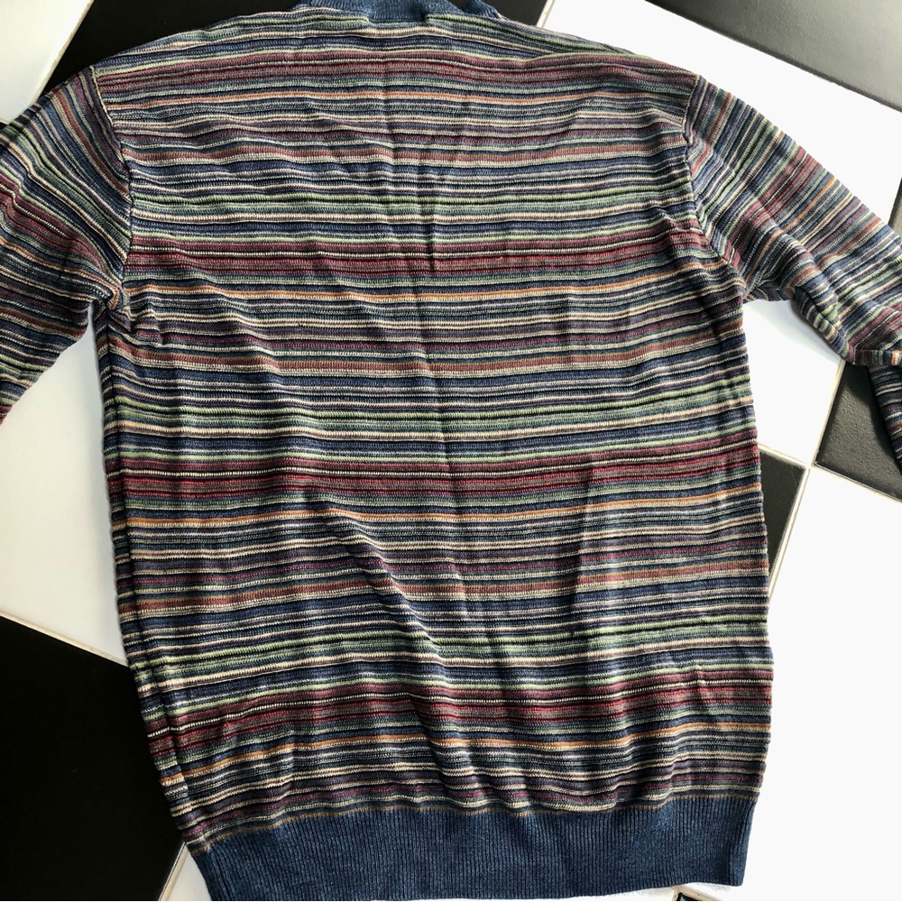Vintage 80s Grandpacore Crewneck Sweater Library Striped Silk Cashmere Blend XL - Picture 6 of 10